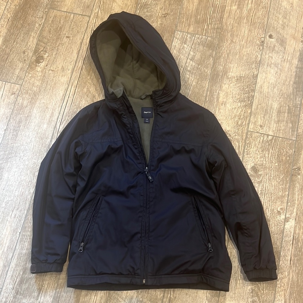 Gap kids fleece lined jacket size 10 navy blue
